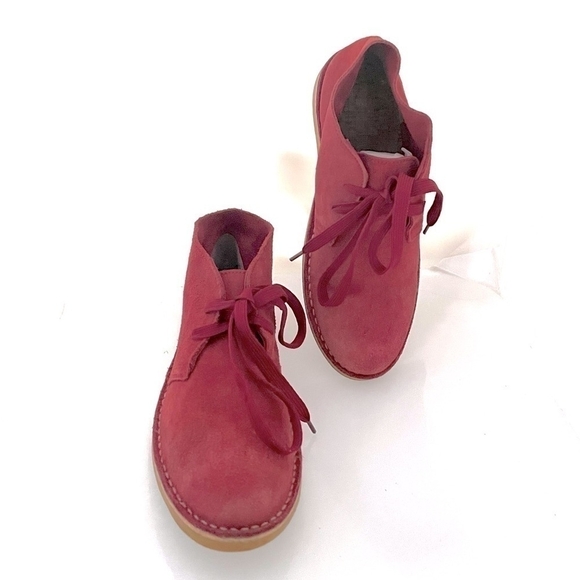 SELECTED Portugal Unisex Suede Leather Lace-Up Ankle Boots Red Size 40 - Picture 4 of 8